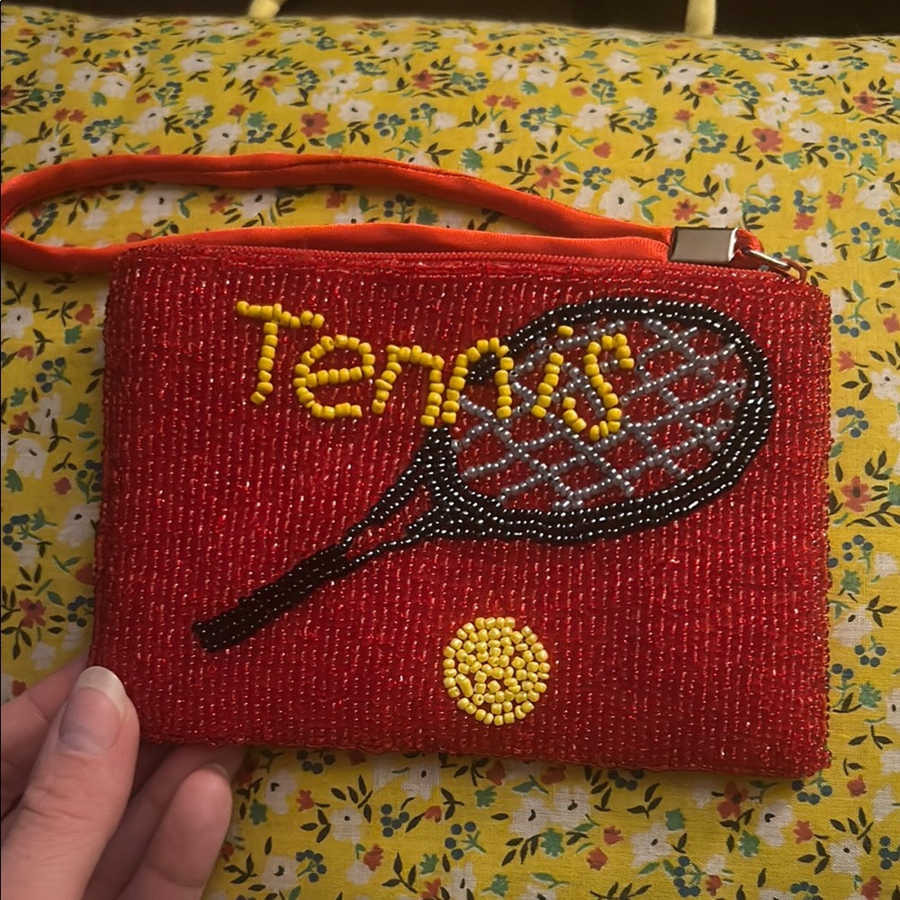 Vintage Beaded Tennis Clutch - Red and Yellow - Picture 4 of 5